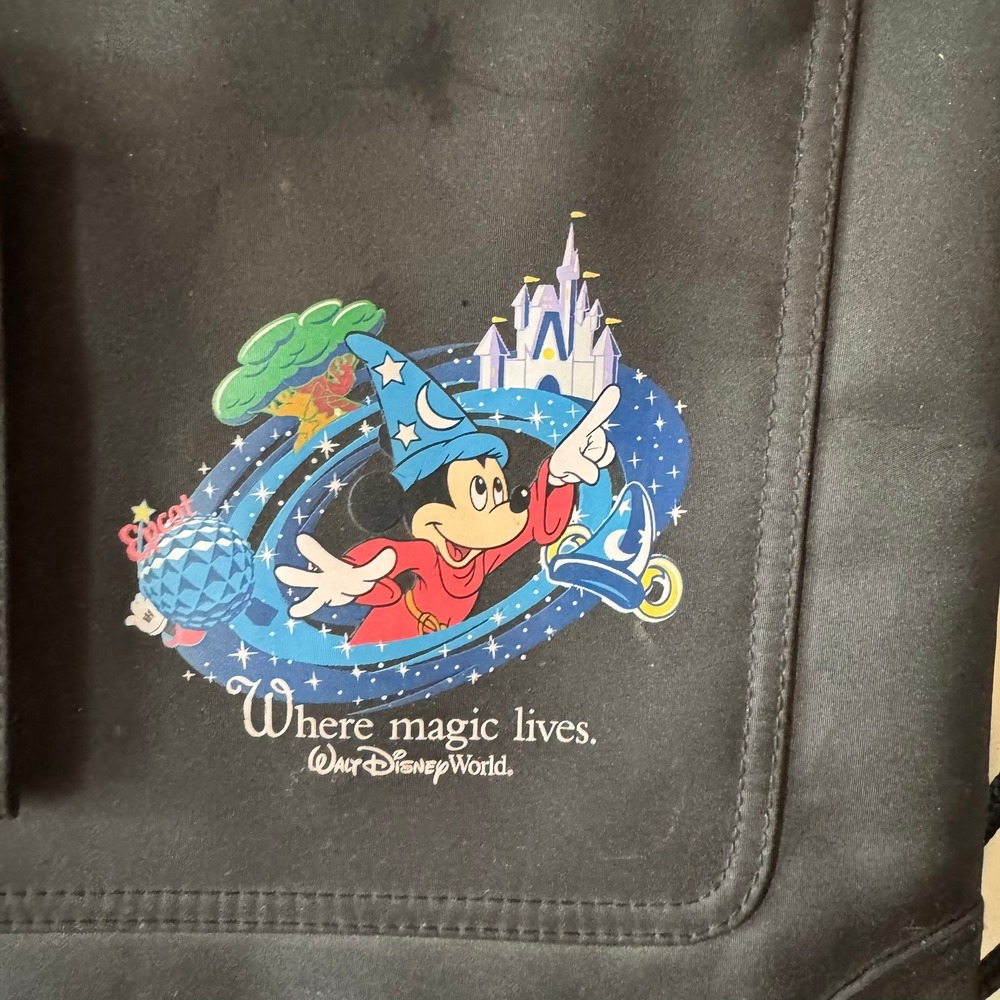 Vintage Disney World Sorcerer‎ Mickey Drawstring Backpack Bag Black - Picture 3 of 12